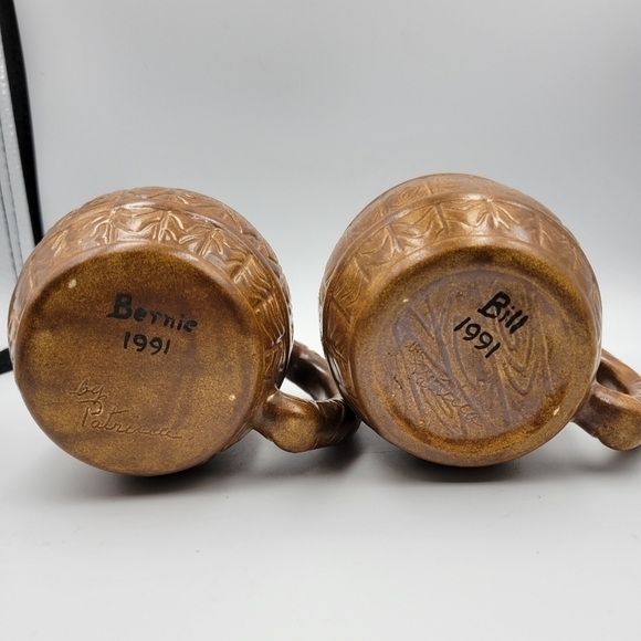 Vintage Brown Barrel Ceramic Coffee Mugs - Set of 2 - Picture 2 of 5